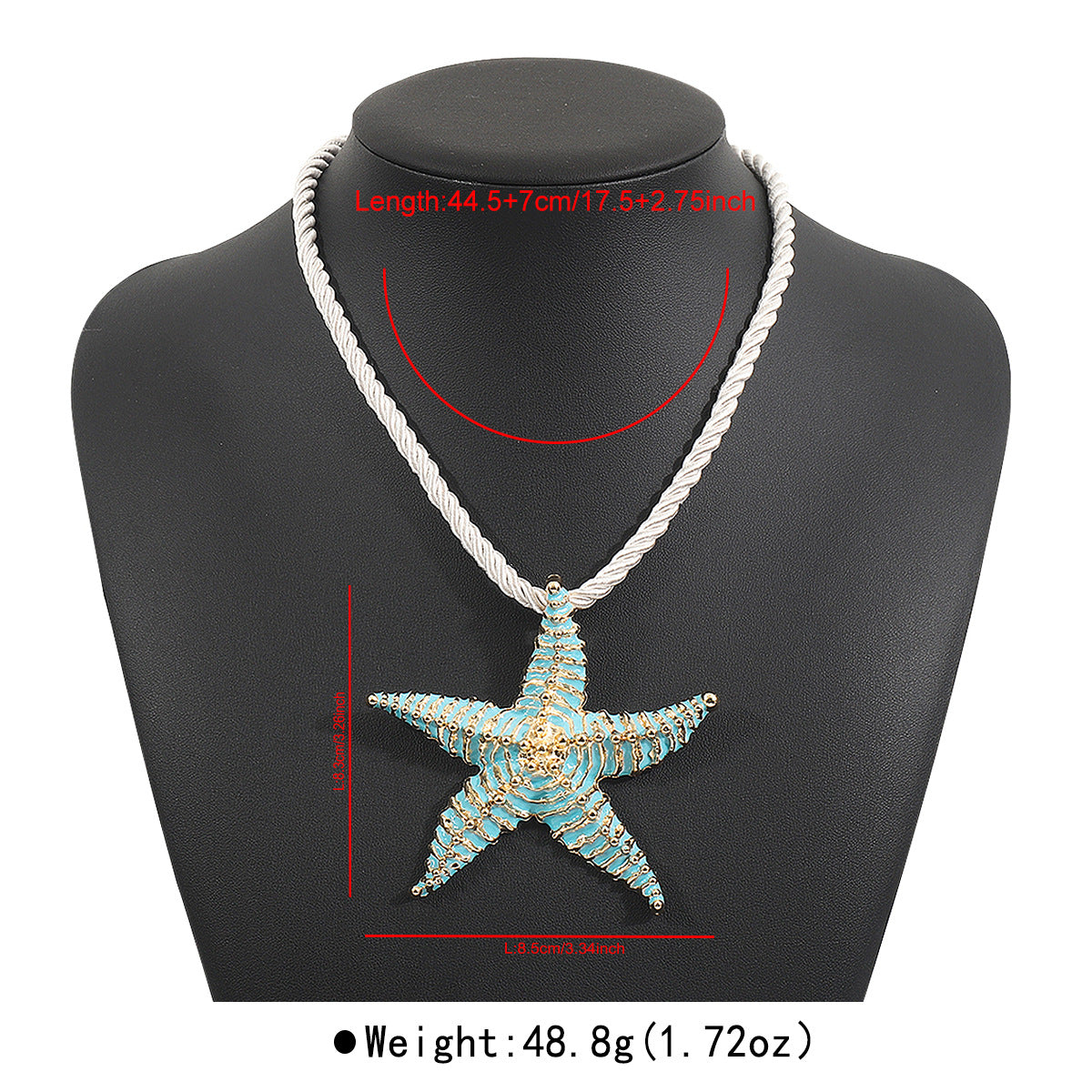 Collar con colgante de estrella de mar geométrico informal para mujer, cadena de aleación con cierre y acabado chapado