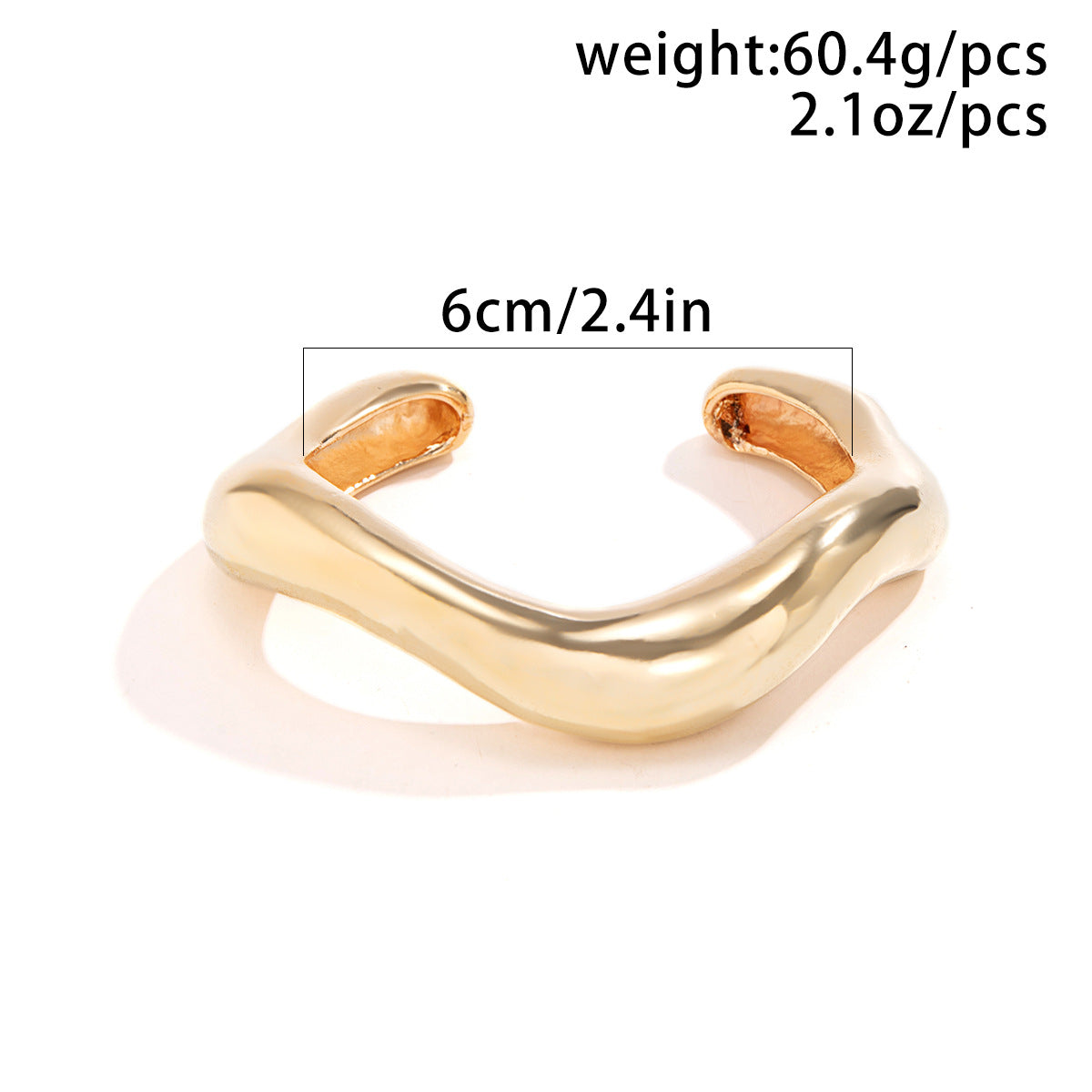 Bracciale rigido aperto geometrico minimalista da donna in lega con finitura galvanica