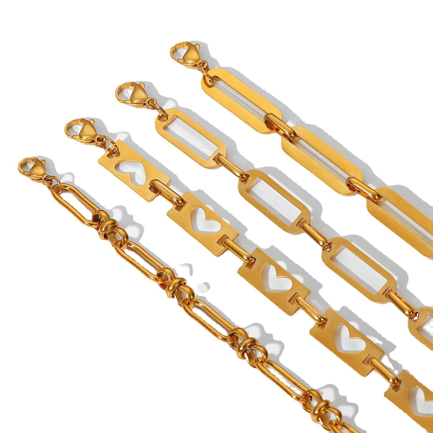 Minimalist Geometric Hollow Cross Bracelet for Women in Stainless Steel with 18K Gold Plating