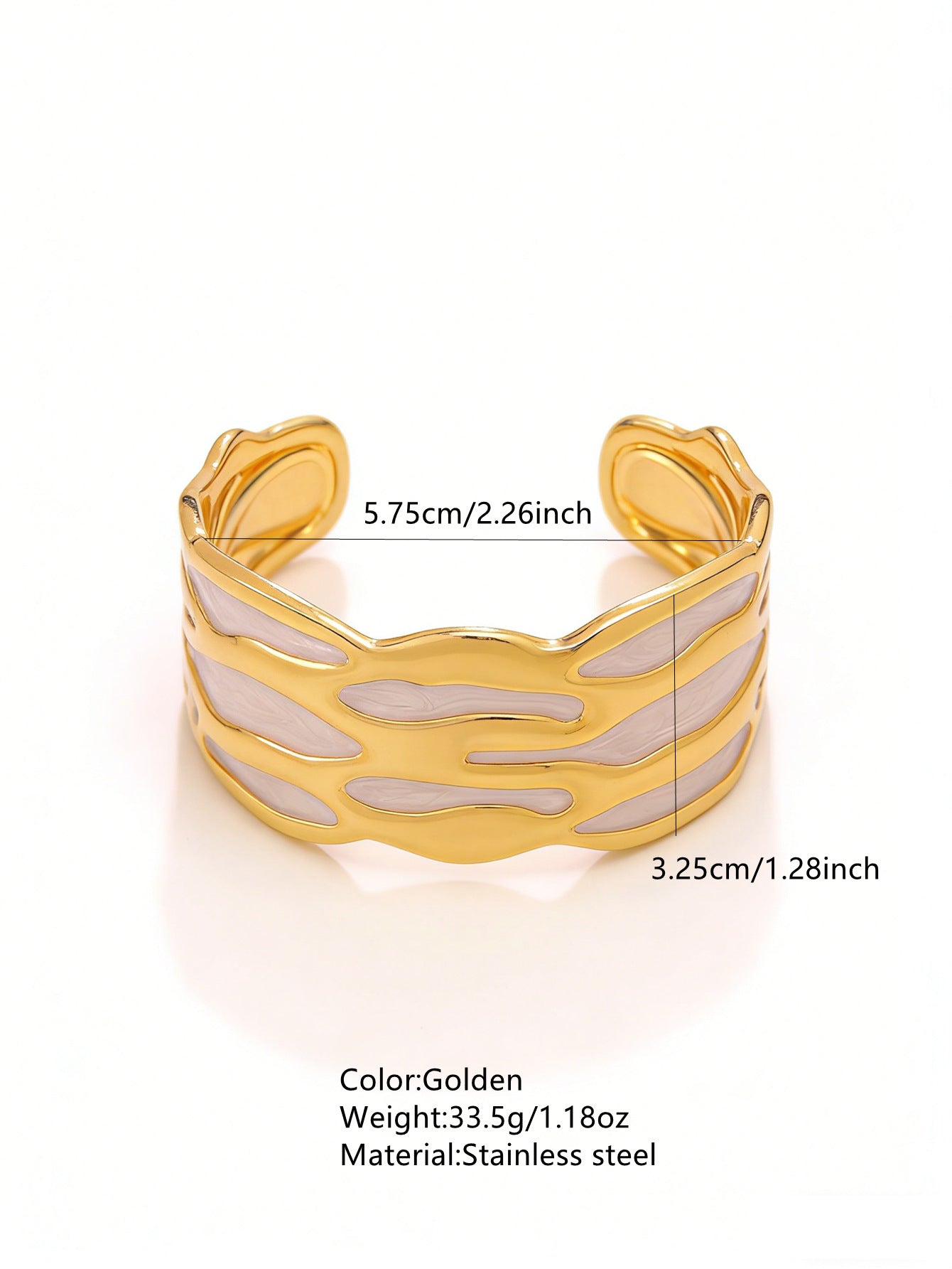 Elegante Pulsera Abierta de Lujo Floral con Esmalte de Aceite de Acero Inoxidable y Titanio con Cereza
