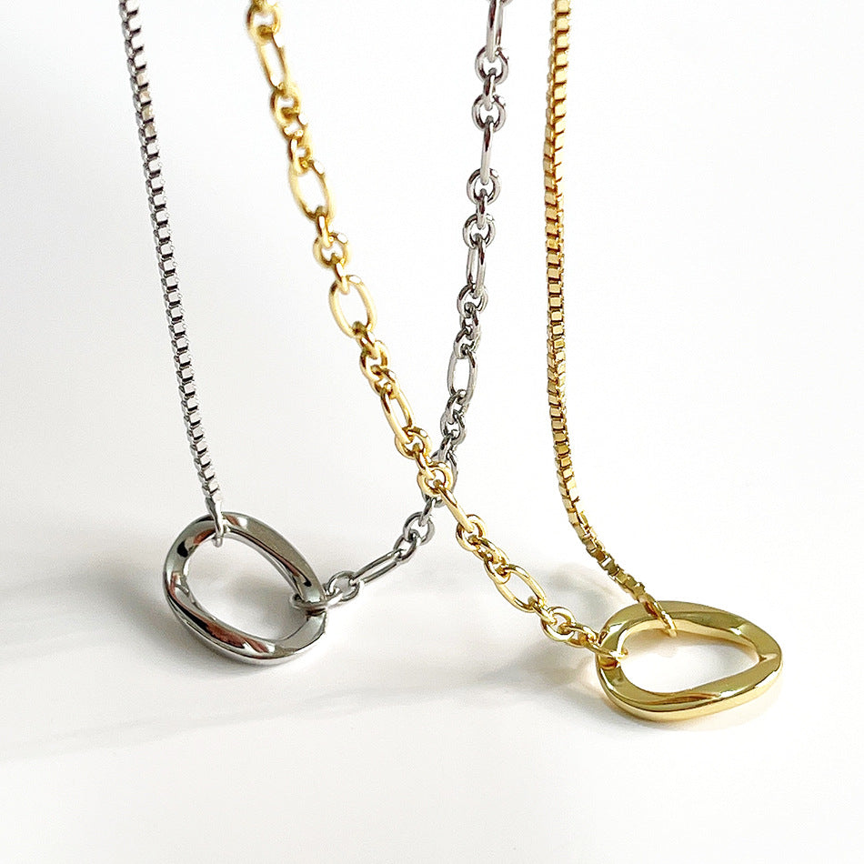Collar Minimalista Elegante de Plata de Ley 925 Bañado en Oro con Cadena de Caja Geométrica