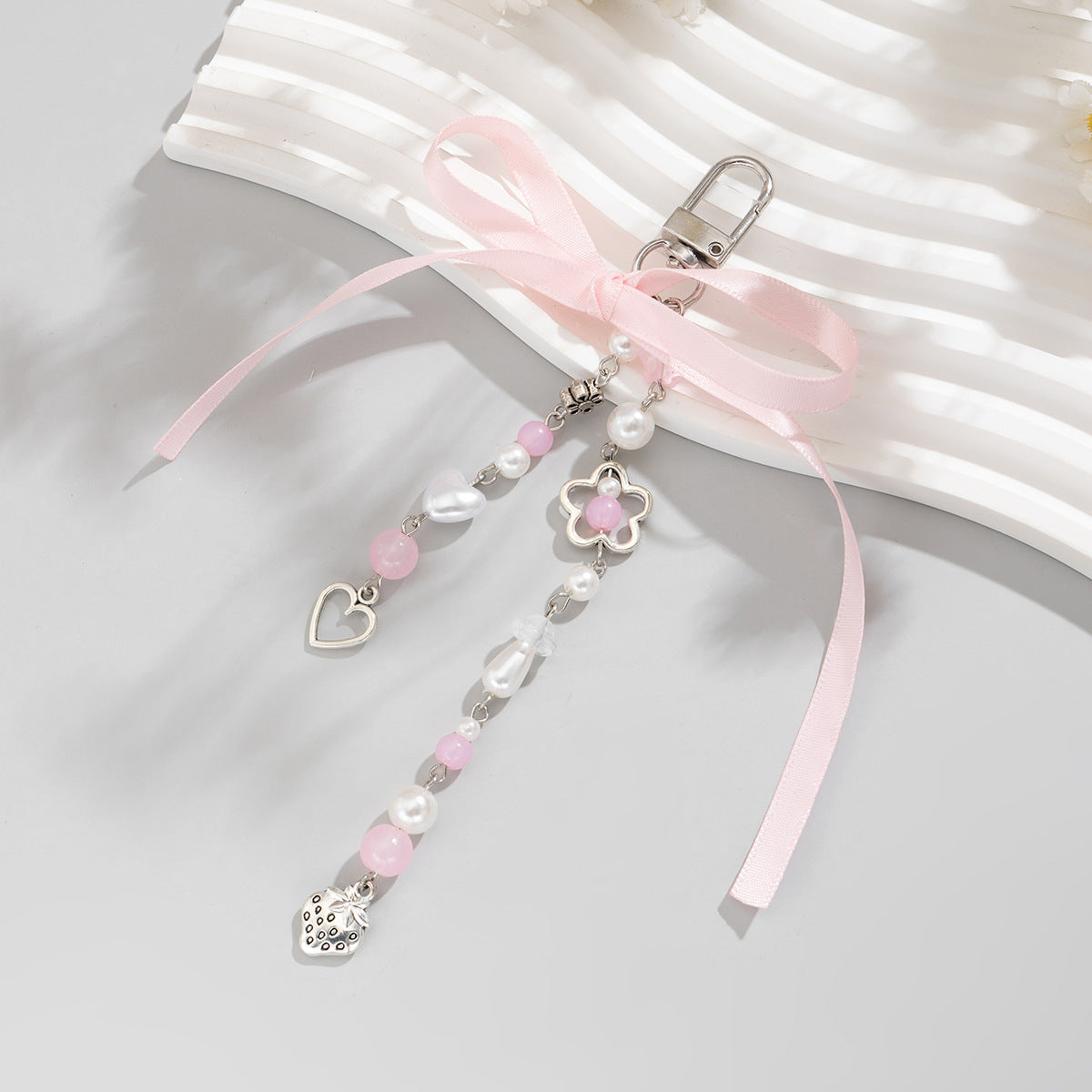 Sweet Heart Pearl Alloy Bag Charm