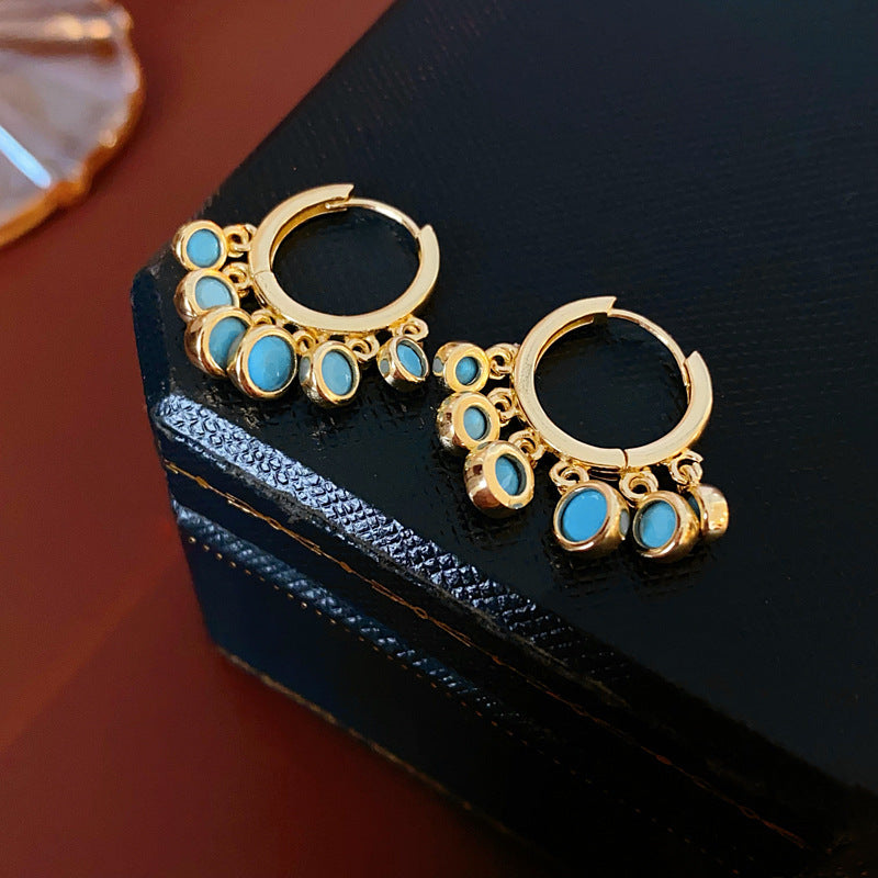 Vintage Floral and Geometric Enamel Earrings for Women with Gold-Plated Brass Base and Stainless Steel Posts