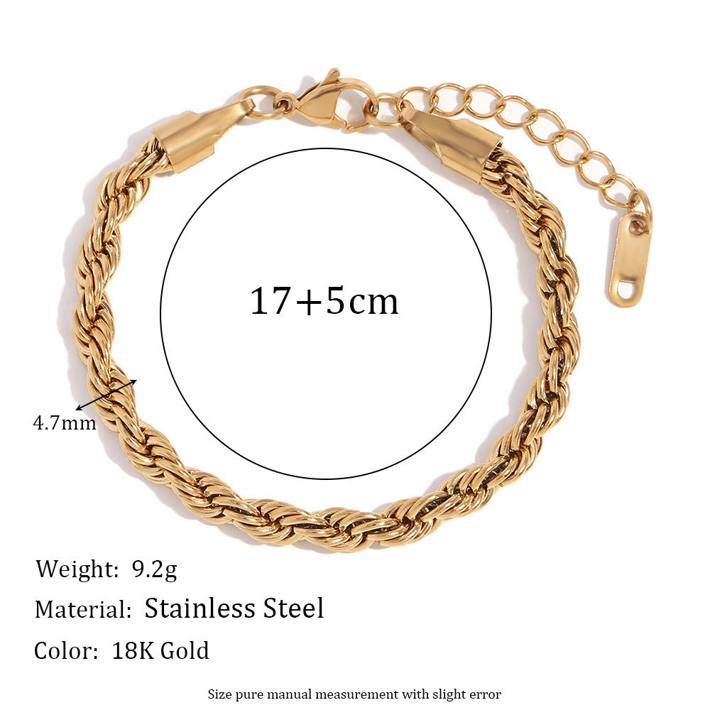 Bracciale Figaro Geometria Minimalista alla Moda da Donna in Acciaio Inossidabile con Placcatura in Oro 18K