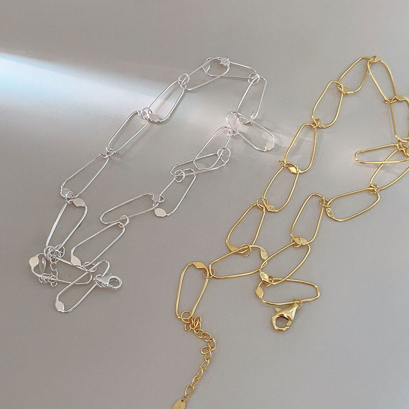 Collana Minimalista Geometrica placcata oro in argento sterling 925 con catena a sfere