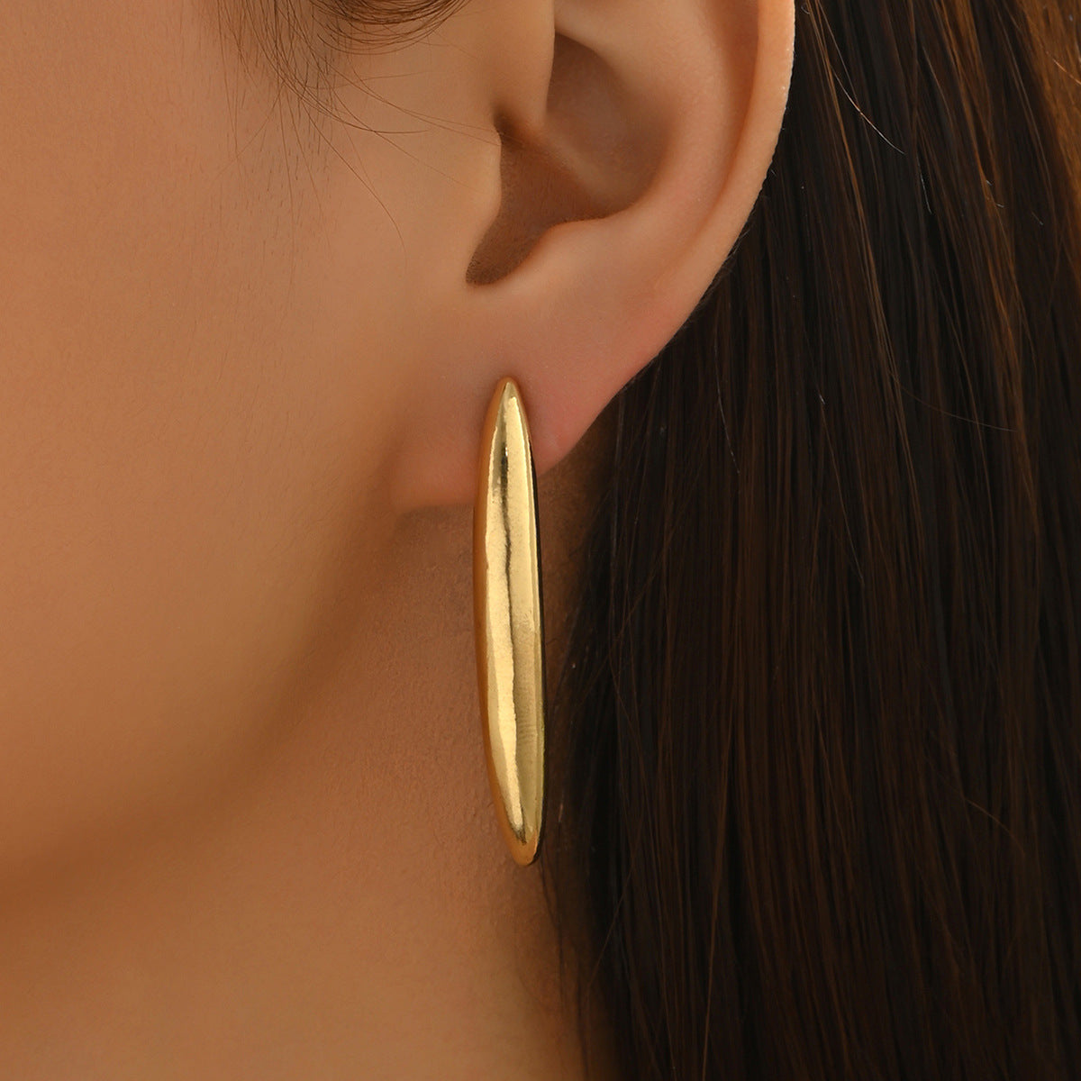Pendientes de aleación de zinc con acabado chapado, geométricos minimalistas con forma de arco y lágrima para mujer