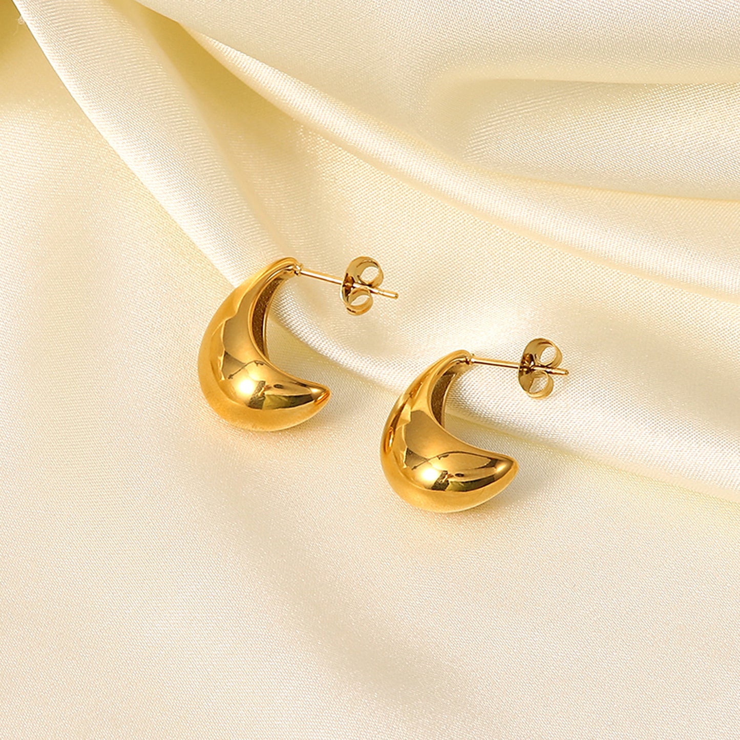 Orecchini a cerchio geometrici in acciaio inossidabile con placcatura in oro PVD 18K, design liscio e cavo, gioielli per l'orecchio alla moda e minimalisti