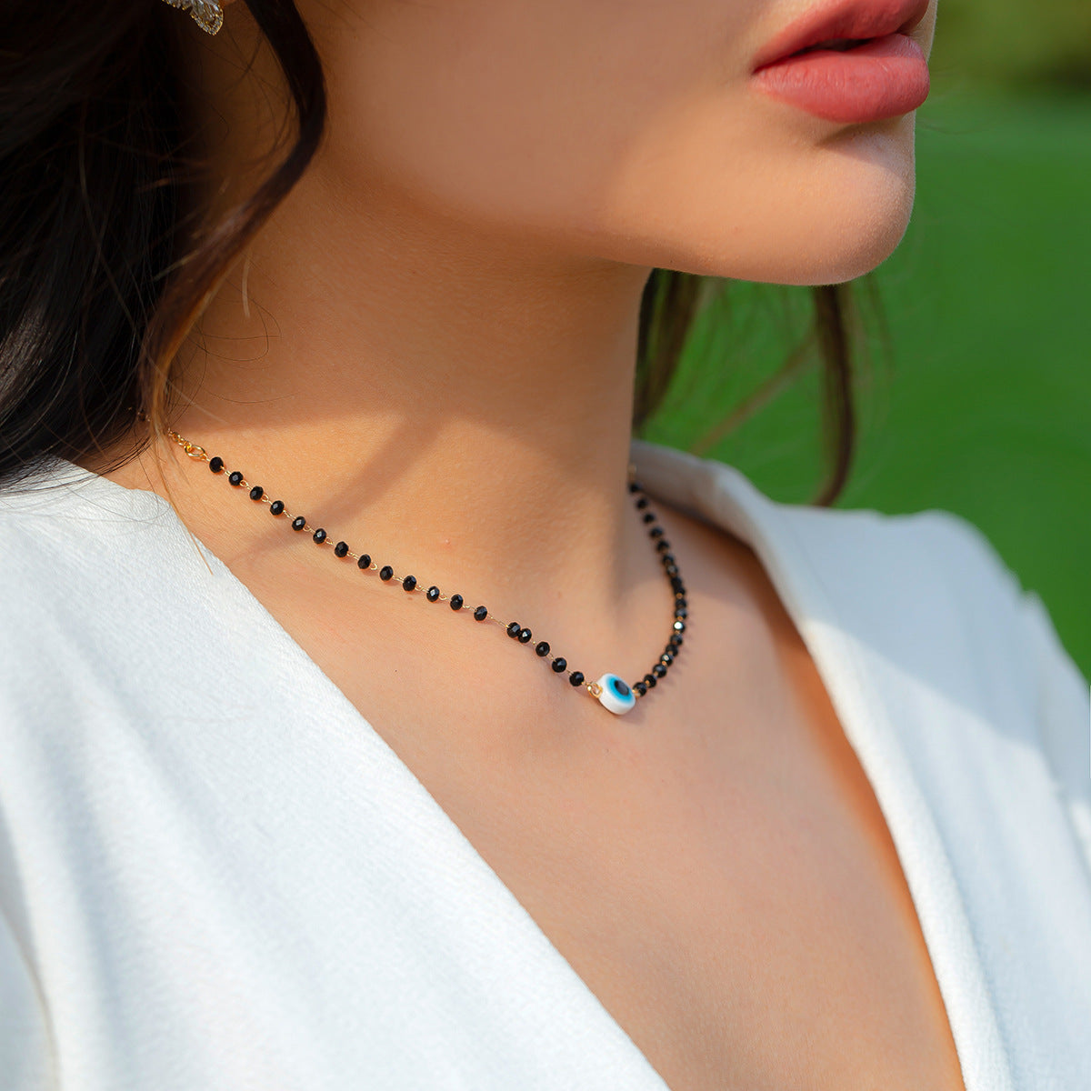 Punk Hip-hop Ethnic Geometric Titanium Steel Ball Chain Necklace for Women