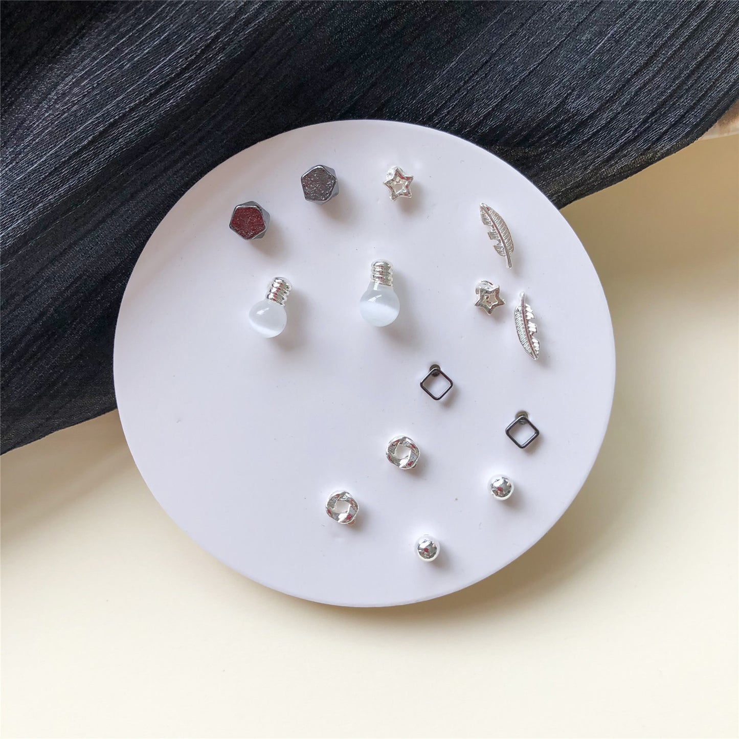 Minimalist Sweet Geometric Alloy Plated Stud Earrings with 925 Sterling Silver Posts for Women