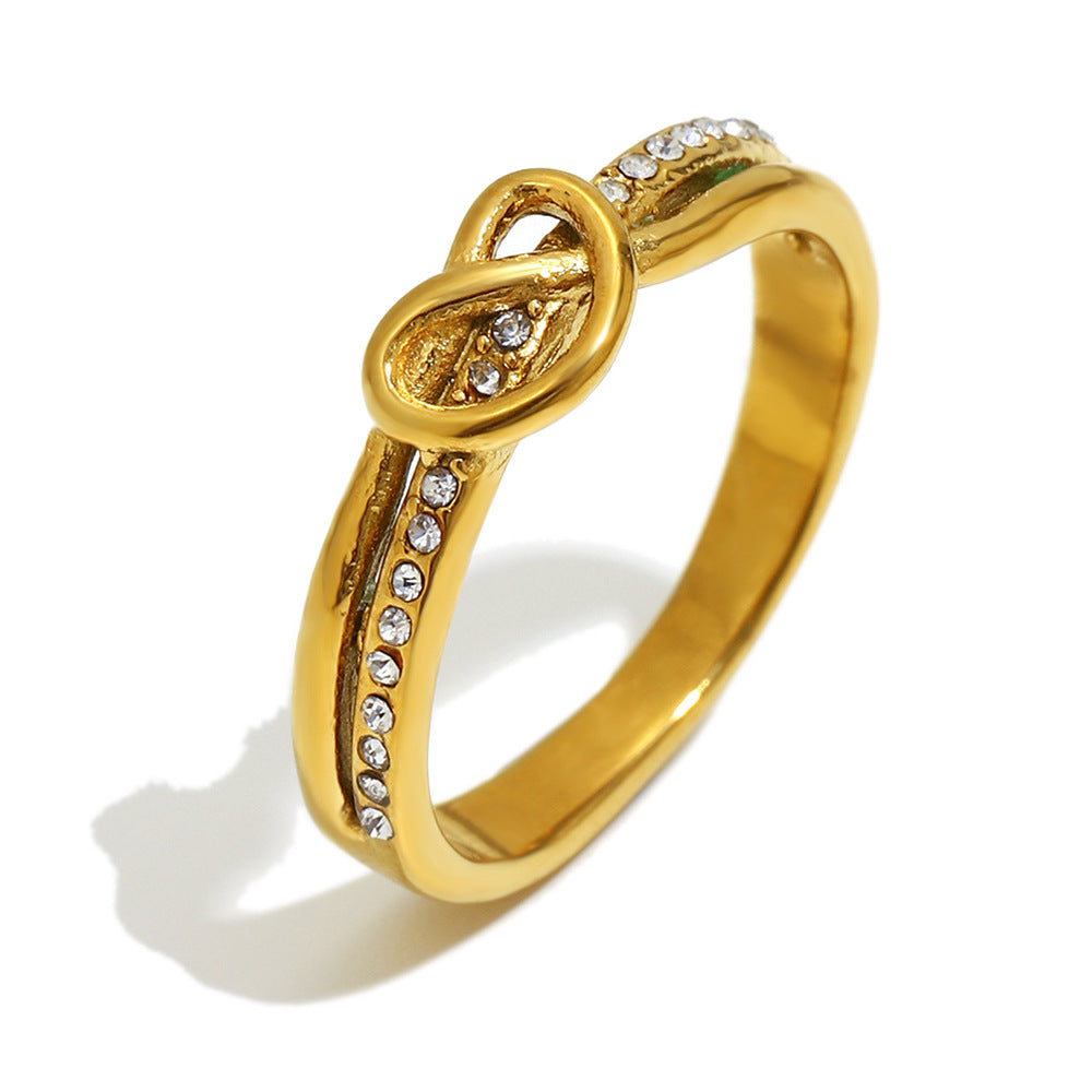 Anello da Donna Minimalista Geometrico Sottile Placcato Oro 18K in Acciaio Inossidabile a Forma di Cuore