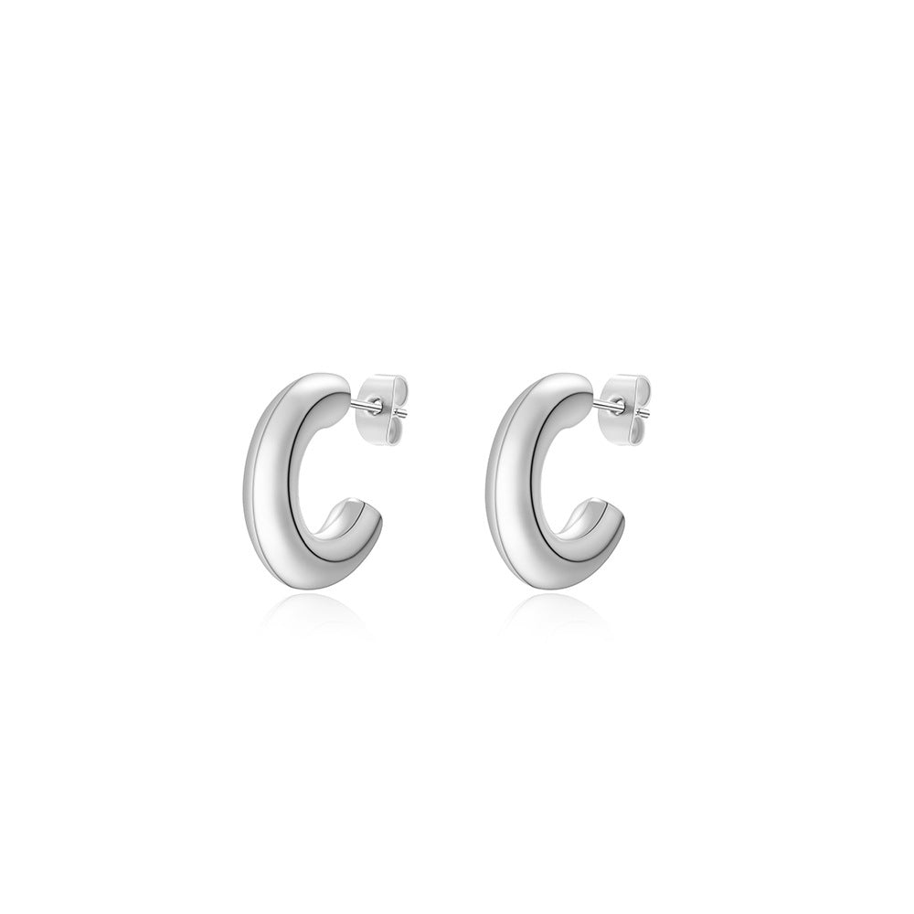 Pendientes Minimalistas de Acero Inoxidable Geométricos con Baño de Oro de 18K al Vacío para Mujer