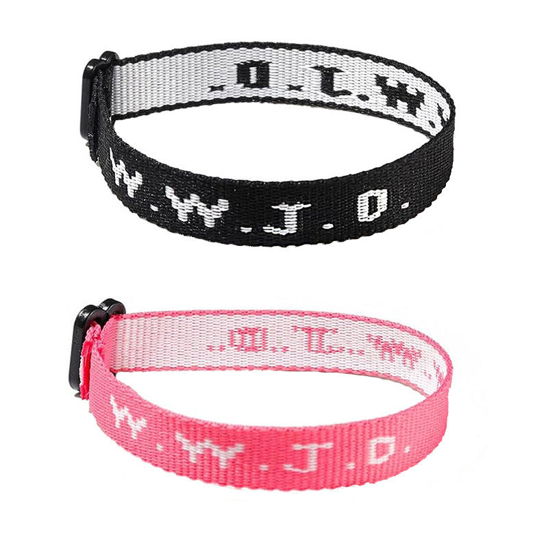 Casual Sporty Unisex Nylon Letter Wristband Bracelet Adjustable