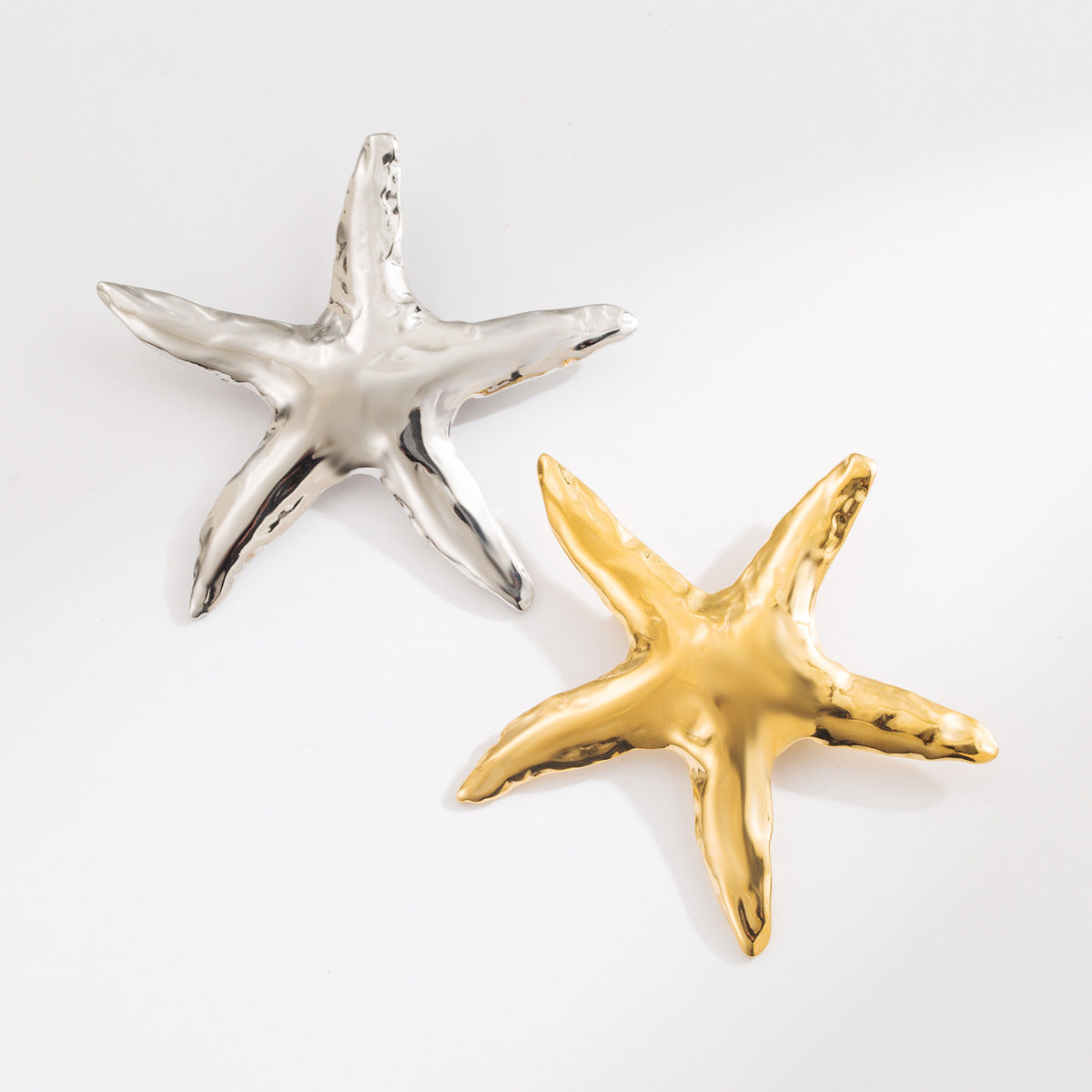 Exaggerated Starfish Brooch in Stainless Steel with Plating Finish for Women, Beach Vacation Style Accessory