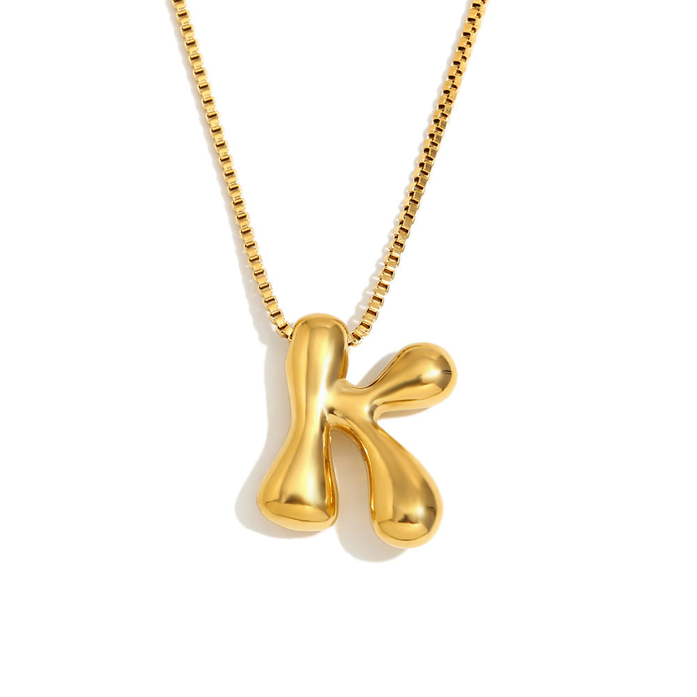 Minimalist Fashion Letter Necklace for Women Stainless Steel Pendant with 18K Gold Plating