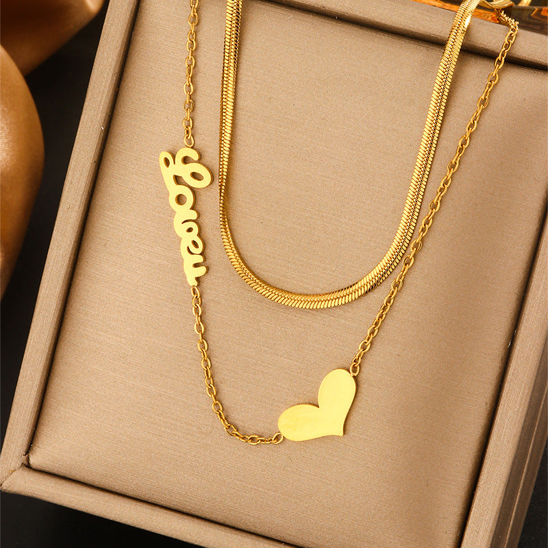 Minimalist Luxury Titanium Steel Plated Geometric Heart Teardrop Letter Animal Cartoon Star Pendant Necklace for Women