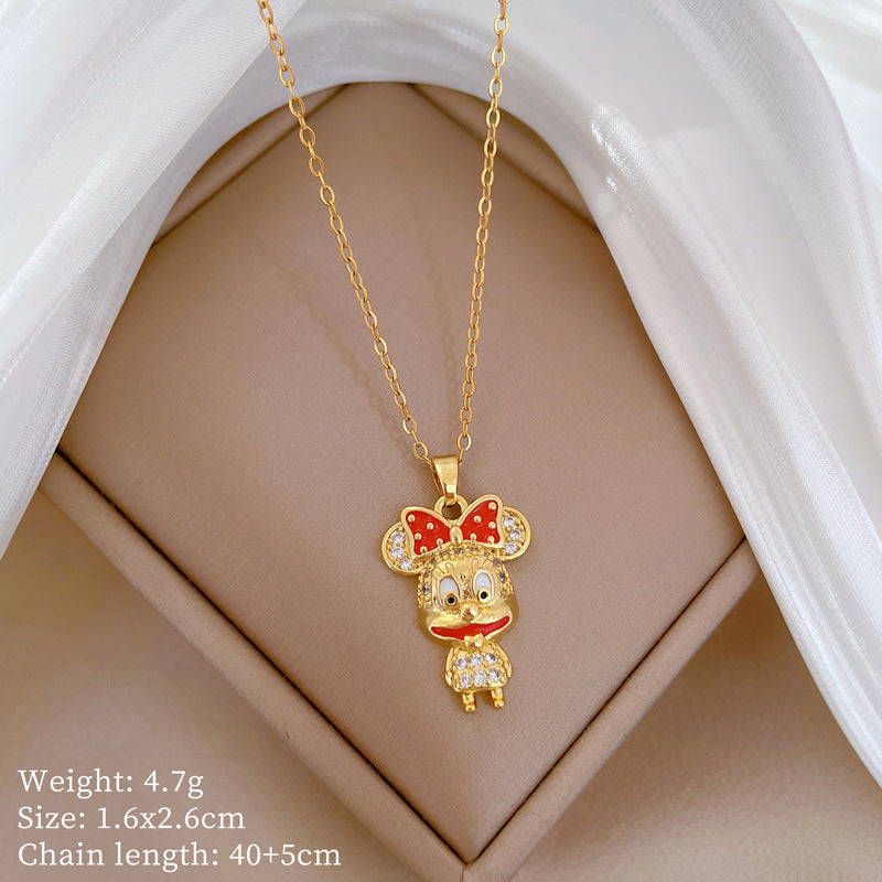 Collana Geometrica con Cielo Stellato da Donna con Strass Micro-Incastonati in Acciaio al Titanio, Stile Dolce, Fresco e Minimalista