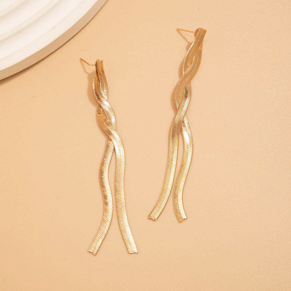 Minimalist Plated Brass Snake Chain Necklace with Tassel for Women