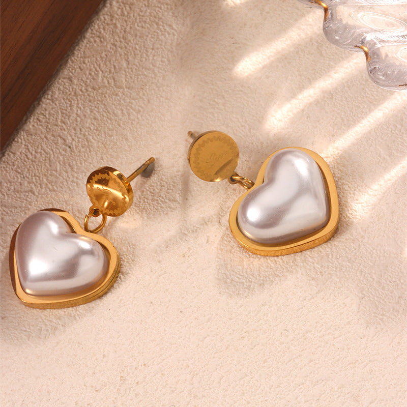 Sweet 18K Gold Plated Heart Stainless Steel Snake Chain Necklace