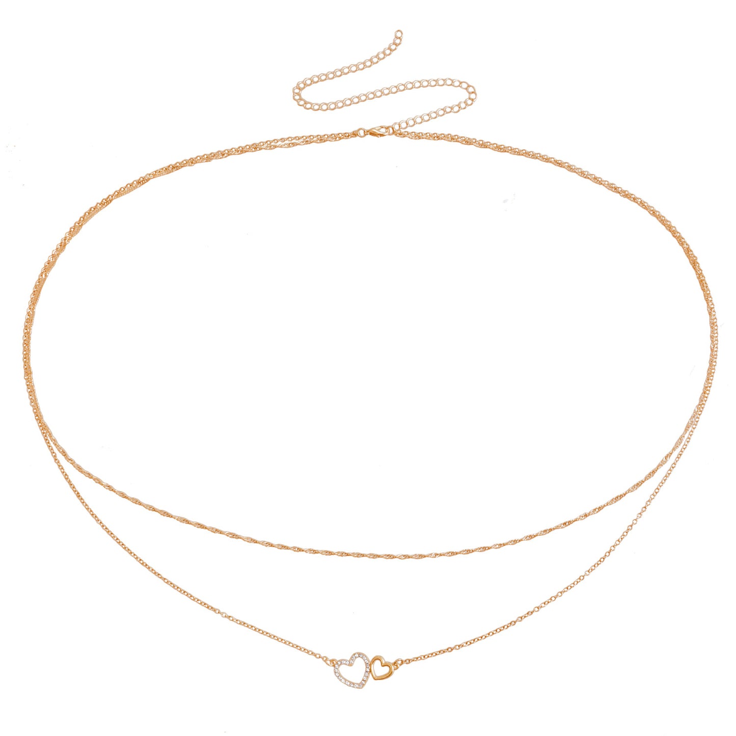 Punk Style Geometric Heart Pendant Waist Chain for Women in Metal with Double Loop Design
