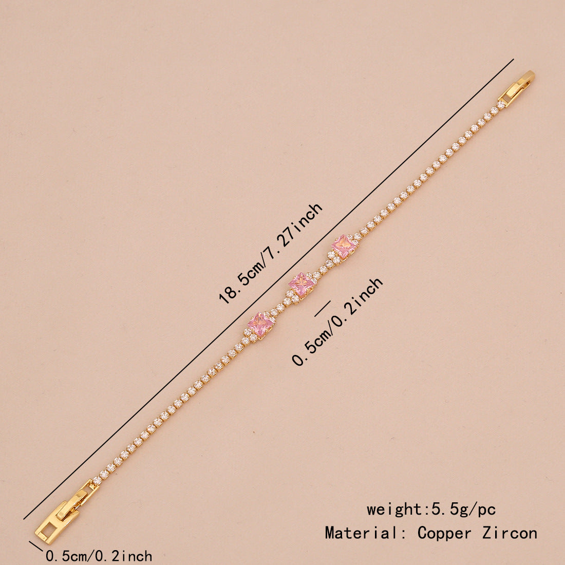 Bracciale da donna con zirconi a forma di goccia e geometrica, stile OL alla moda, con intarsi di strass