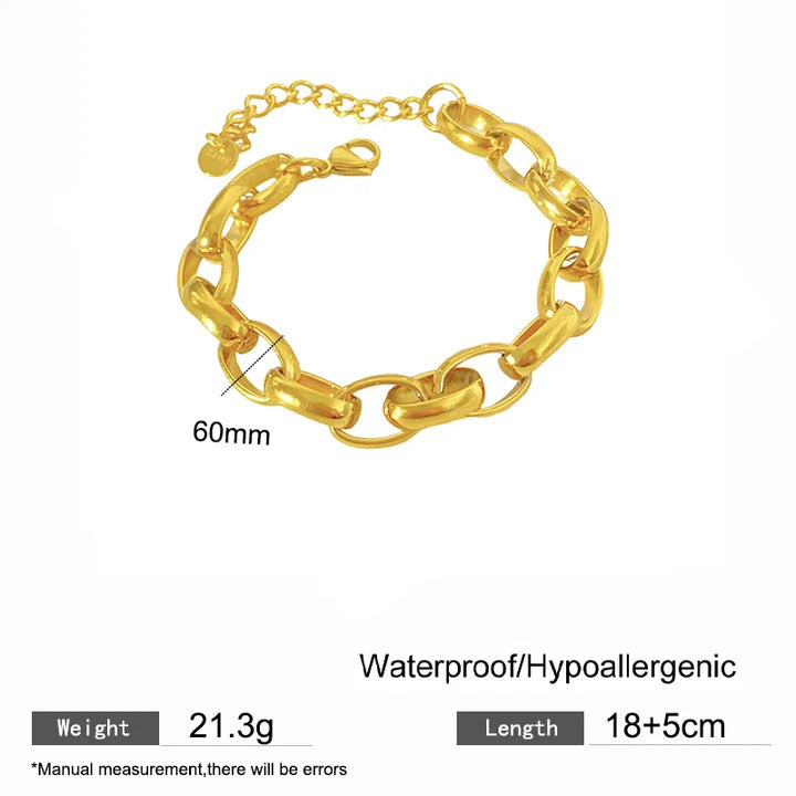 Geometric Plated Titanium Steel Curb Chain Bracelet with Smile Element