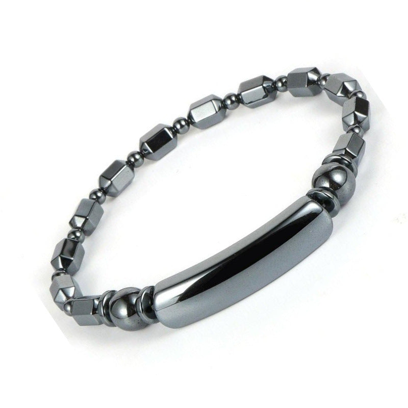 Casual Geometric Round Hematite Beaded Stretch Bracelet for Men