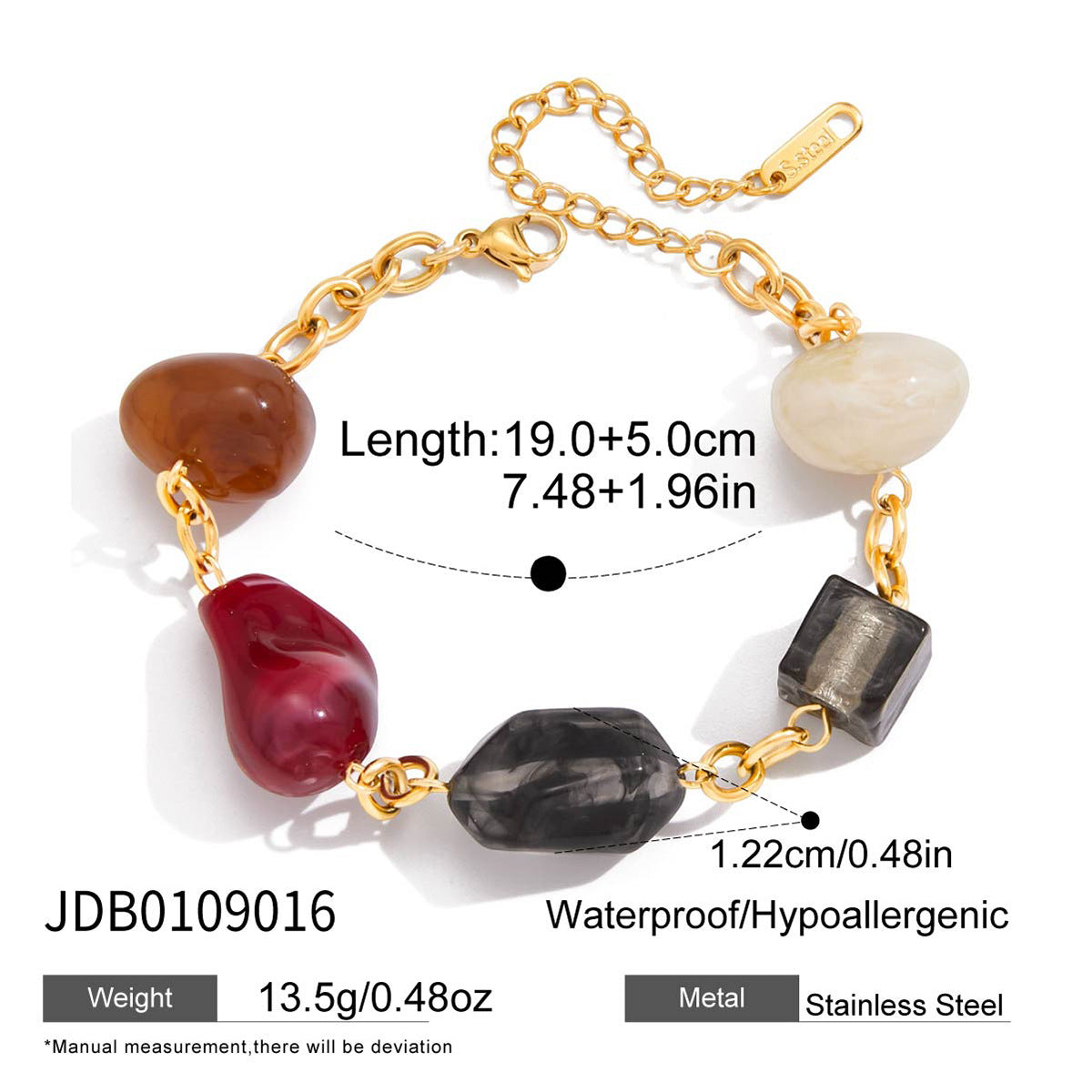 Bracciale a Cuore in Resina Stile Retrò con Finitura Galvanica per Donna, Accessorio di Moda Leggero e di Lusso