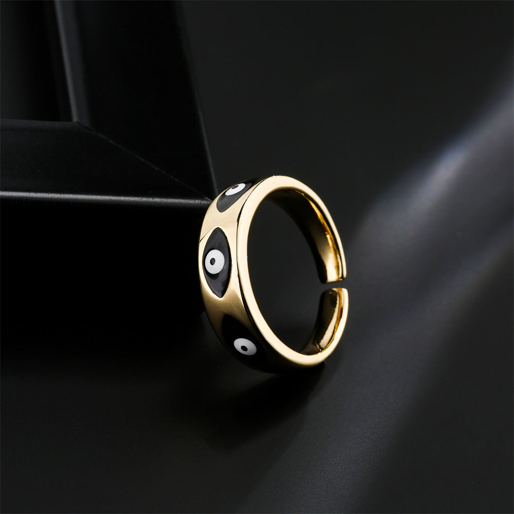 Minimalist Geometric Open Ring in Copper with Real Gold Plating and Enamel Finish