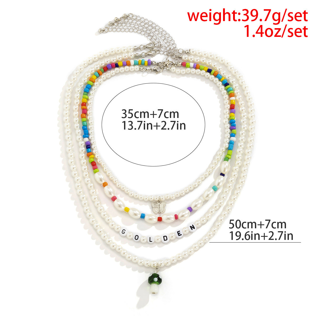 Sweet Vintage Butterfly Letter Acrylic Pendant Pearl Beaded Ball Chain Necklace for Women