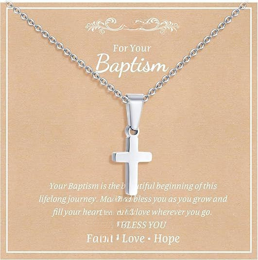 Elegant Business Geometric Cross Pendant Stainless Steel PVD Cable Chain Necklace Unisex