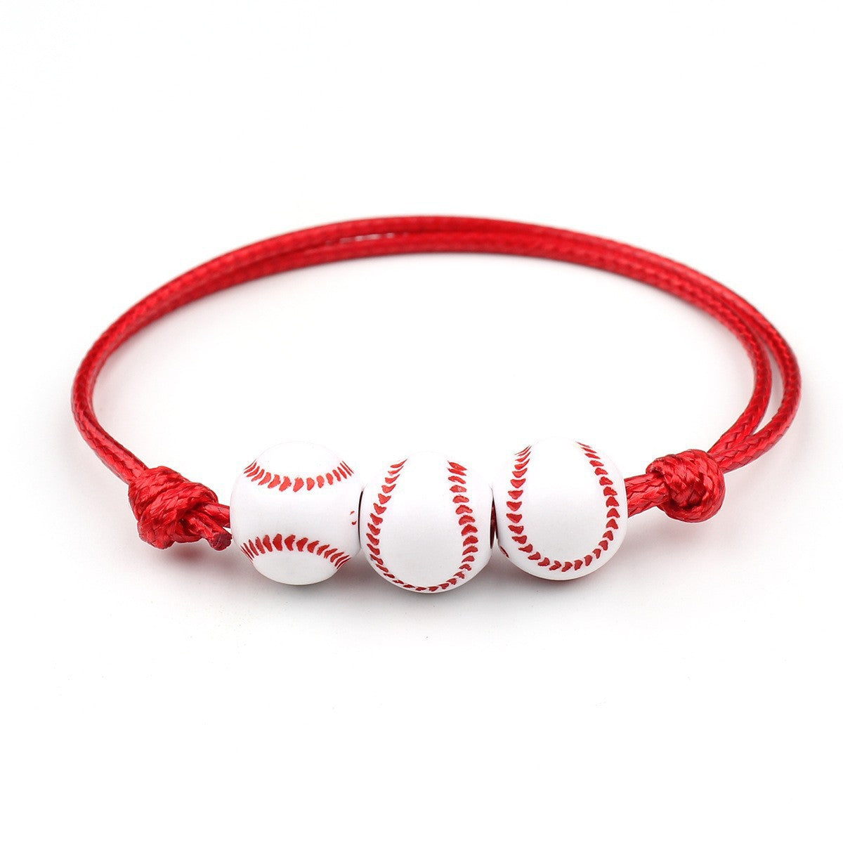 Sporty Geometric Acrylic Ball Beaded Bracelet Unisex Handmade Waxed Cord