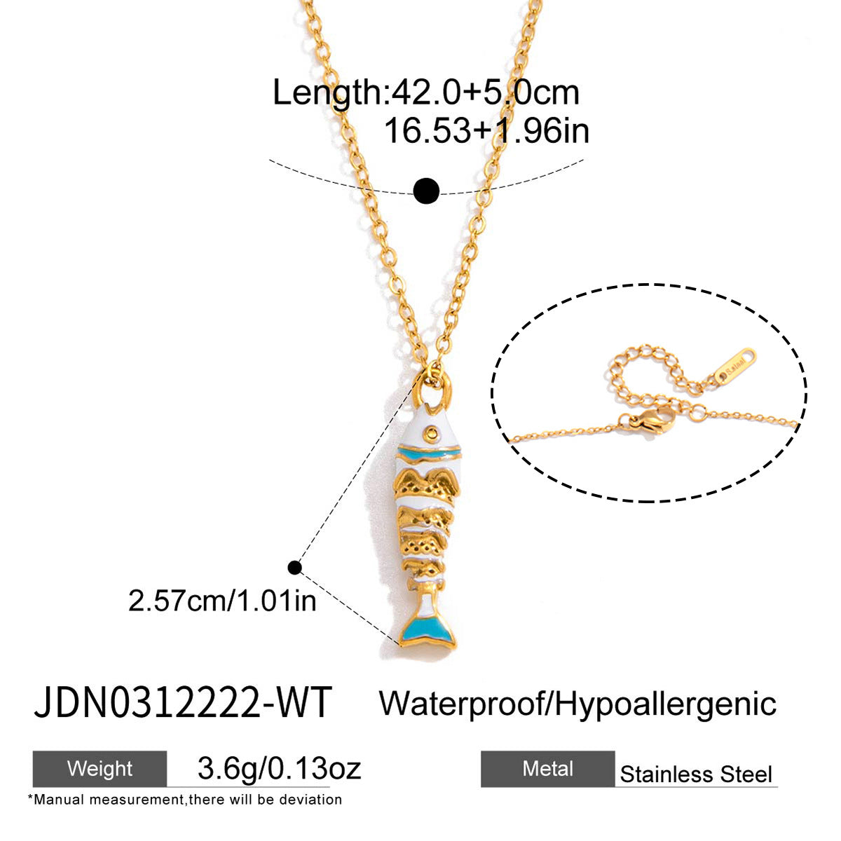 Fish Shape Titanium Steel Pendant Stainless Steel Plated Necklace and Earring Set for Women