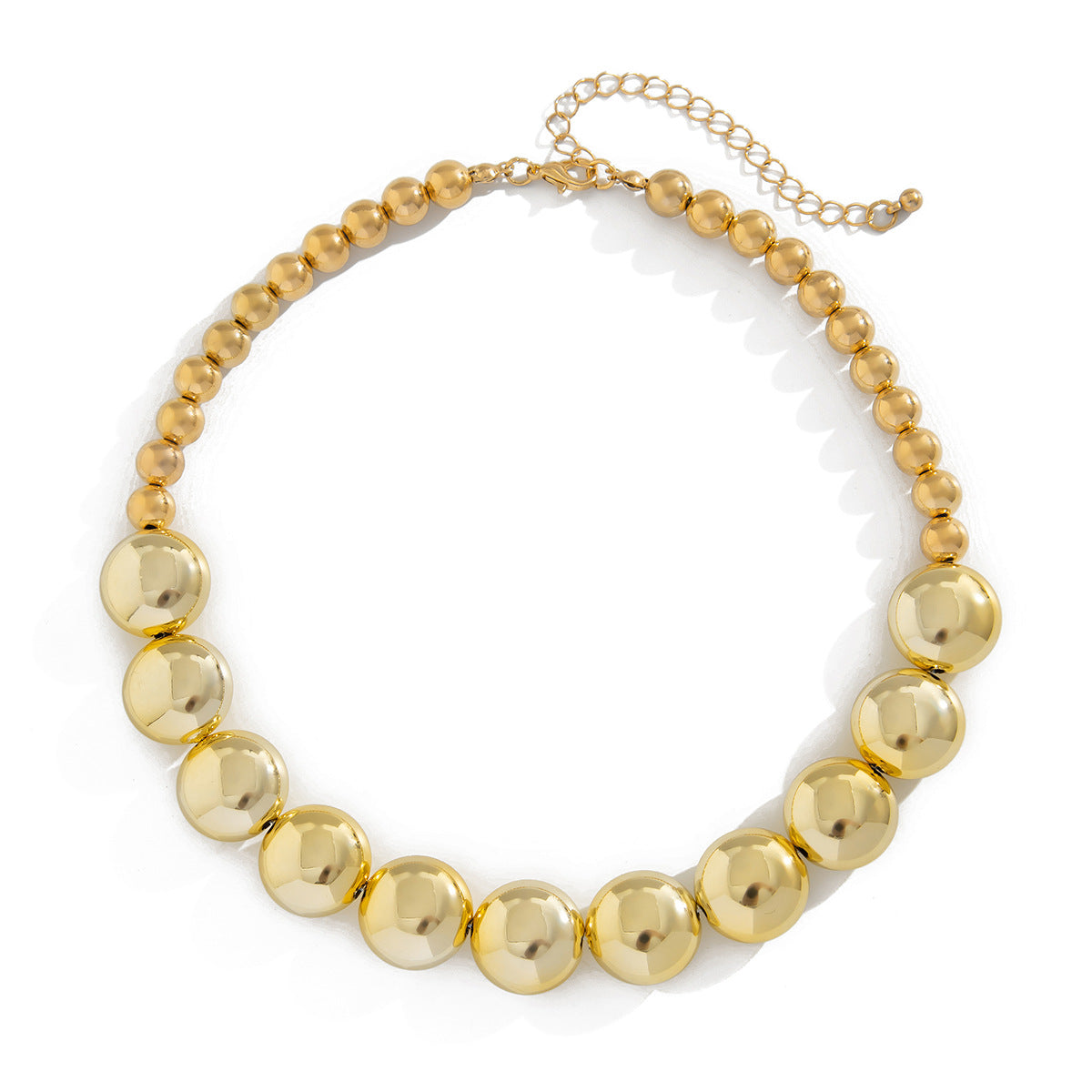 Punk Geometric Round Bead Plated Resin Necklace Set with Brass Pendant for Women
