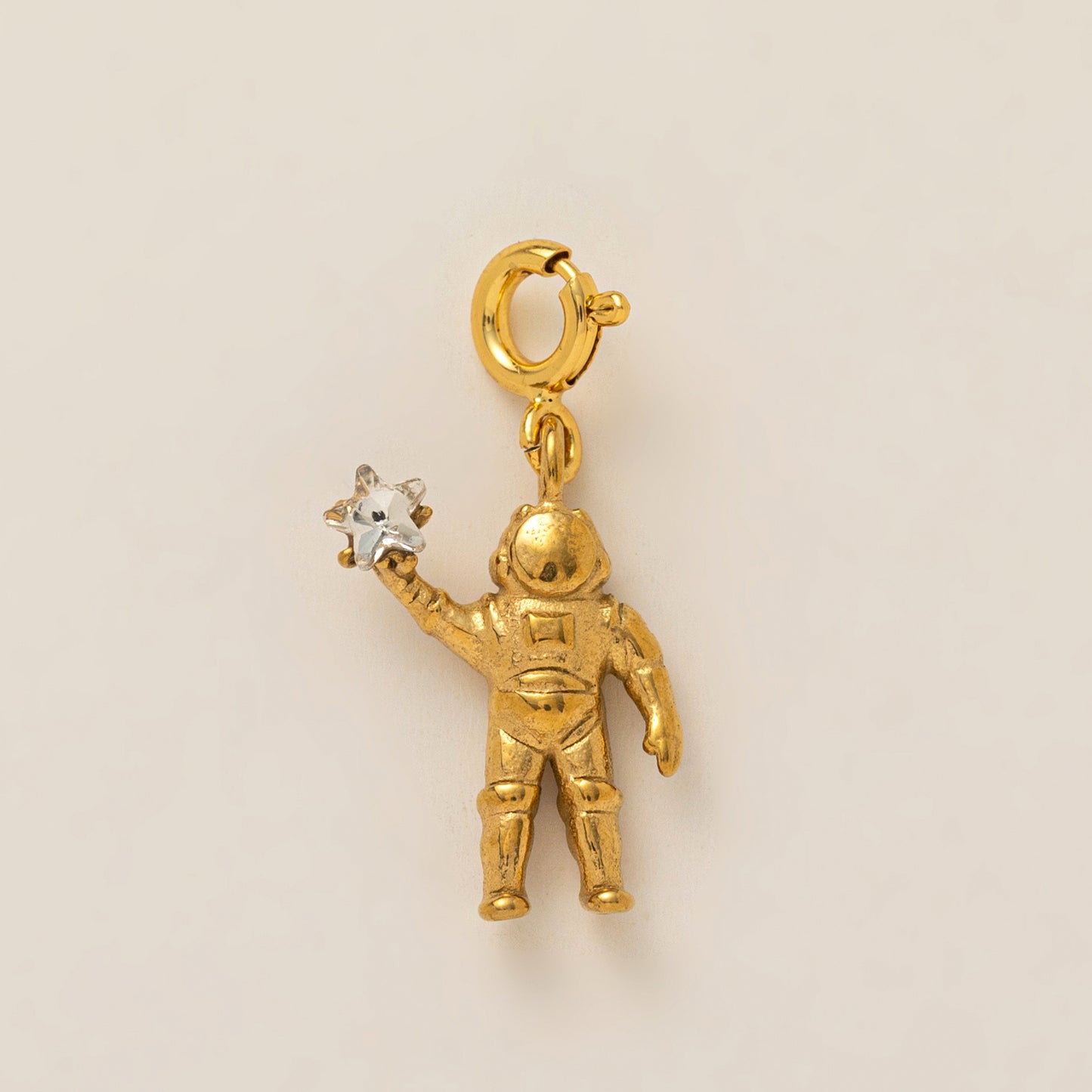 Vintage Gold Plated Stainless Steel Ceramic Moon Astronaut Charm Bar