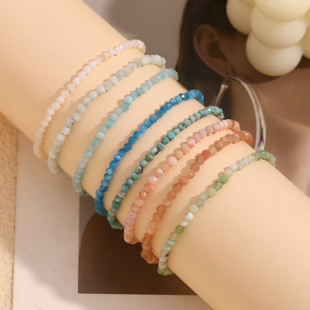 Cavigliera da donna geometrica minimalista con pietre naturali in acciaio inossidabile placcato oro 18 carati