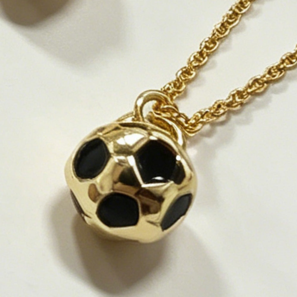Luxury Brass Football Pendant Necklace Box Chain Women