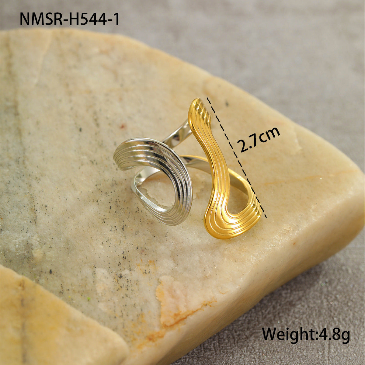 Anillo Minimalista Geométrico de Acero Inoxidable con Baño de Oro de 18K para Mujer, Accesorio de Moda