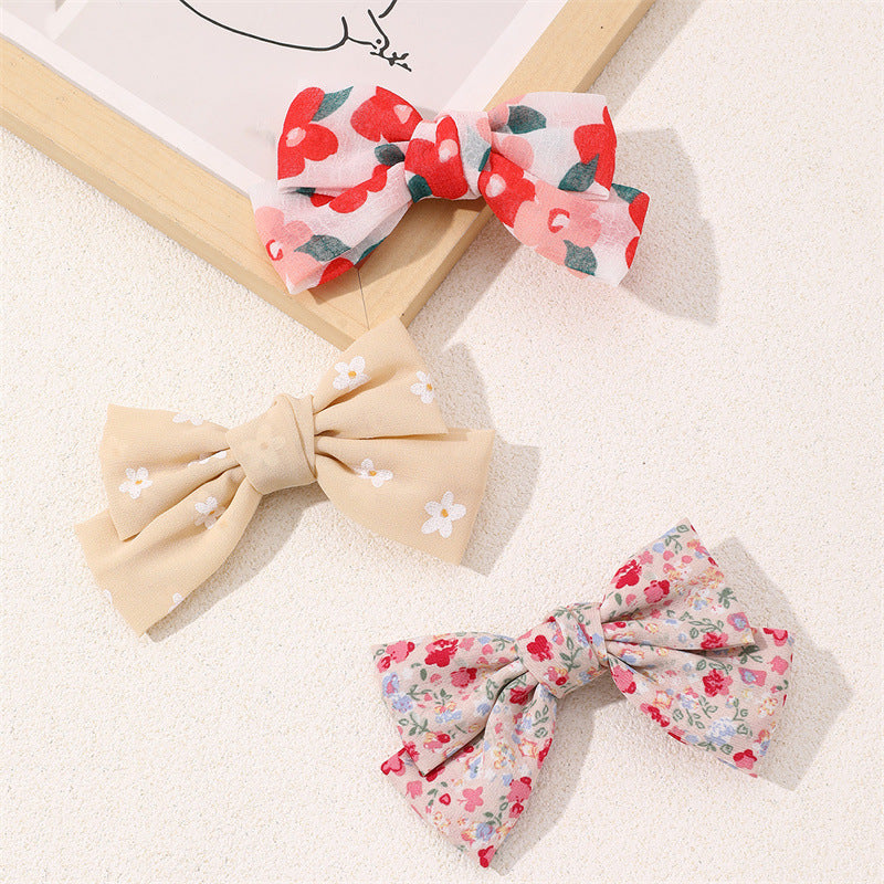 Set di Fermagli per Capelli Bambina con Fiocco Floreale - Accessori per Capelli in Tessuto a Doppio Strato con Dettagli Fatti a Mano