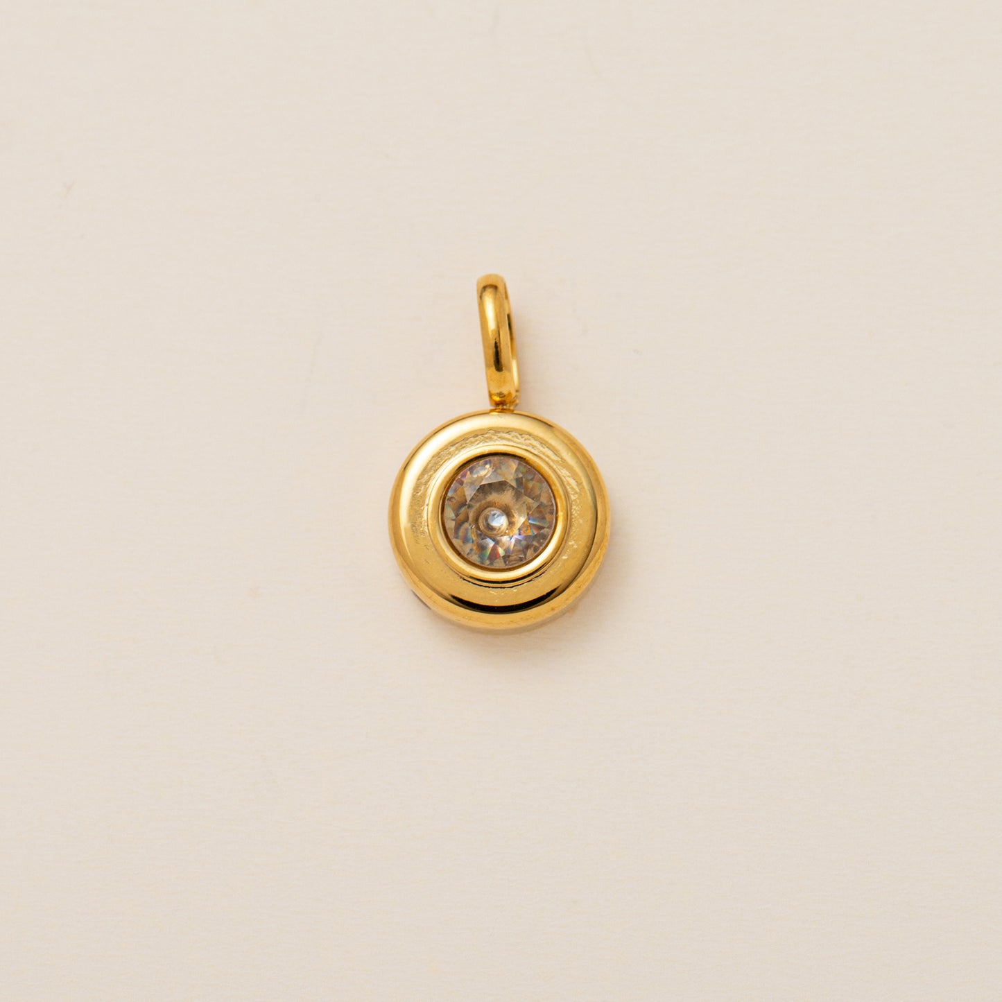 Minimalist Titanium Steel Geometric Pendant with Cubic Zirconia and Zodiac Birthstone Engraving
