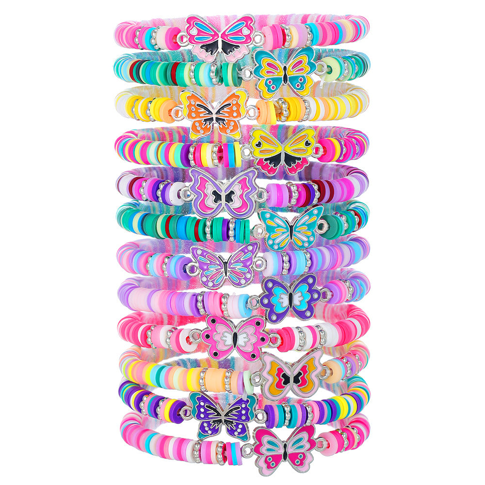 Cartoon Animal Butterfly Soft Resin Bracelet for Kids Unisex Multi-layer Colorful Hand Rope