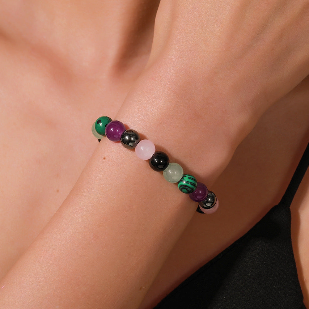 Handmade Round Geometric Crystal Beaded Bracelet 8mm Unisex