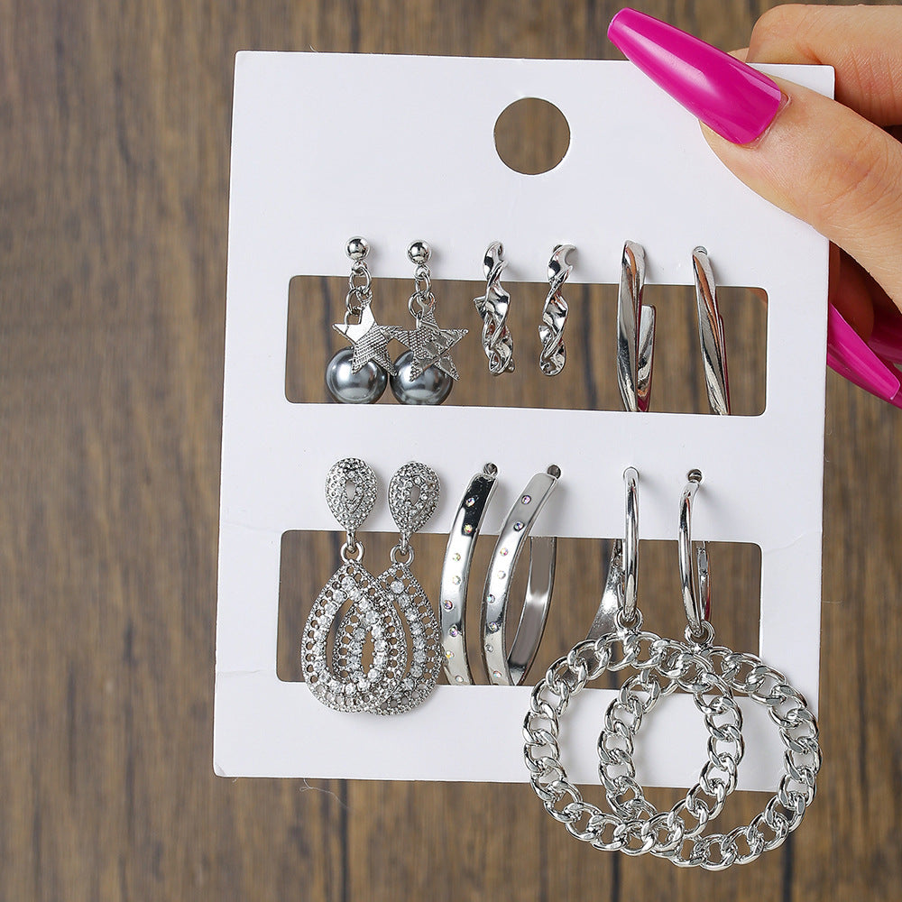 Exaggerated Geometric C-Shape Round Acrylic and Stainless Steel Plated Hoop Earrings for Women