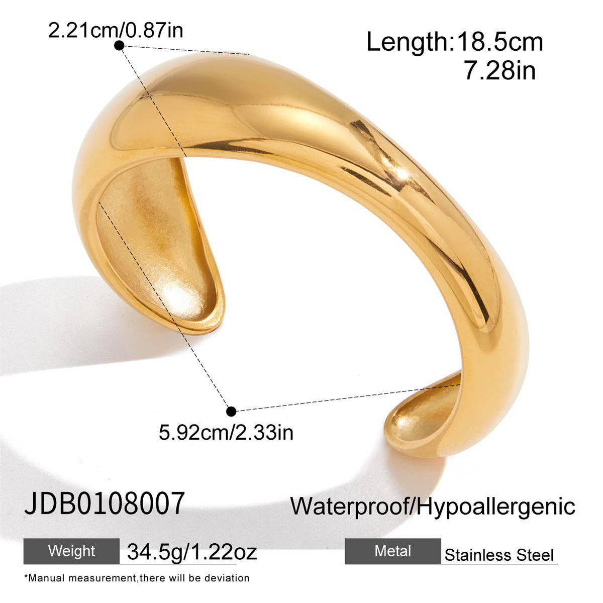 Pulsera minimalista geométrica de acero de titanio para mujer con acabado chapado, brazalete ajustable de acero inoxidable, joyería