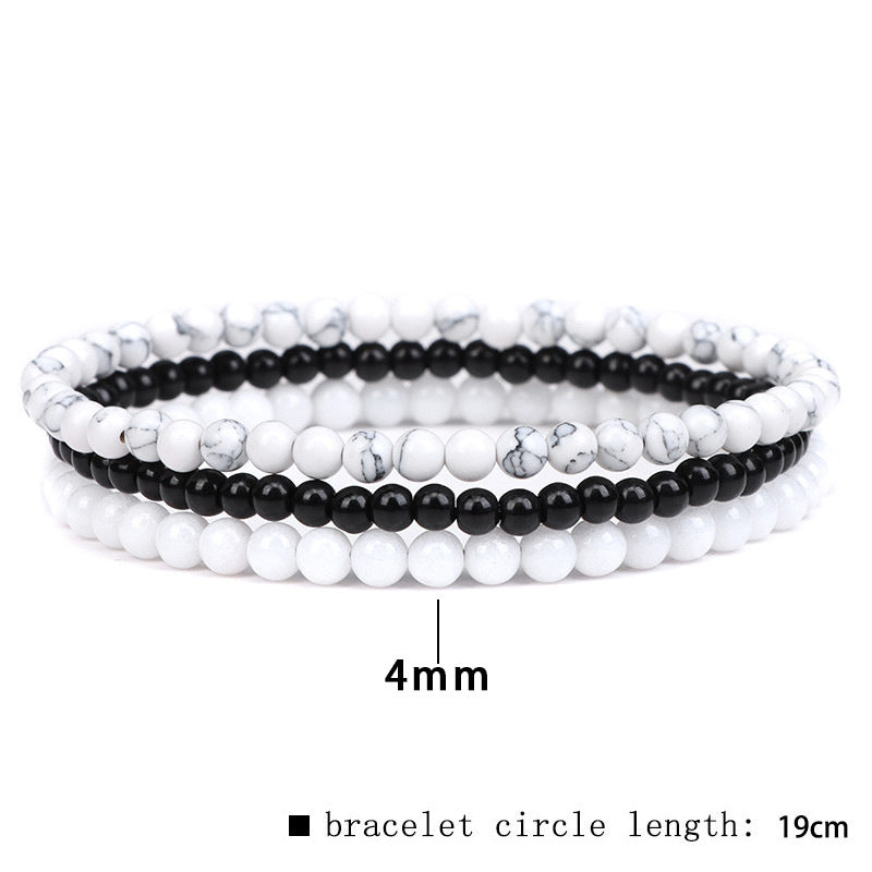 Vintage Minimalist Geometric Agate Beaded Bracelet Unisex Elastic Stretch Handmade Jewelry Set
