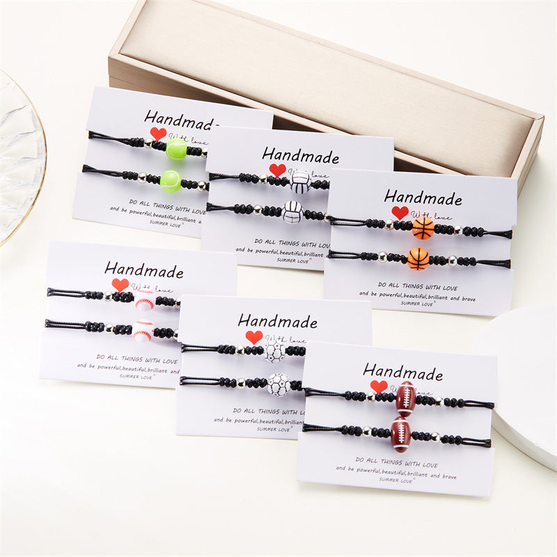Handmade Adjustable Acrylic Ball Bracelet for Women Geometric Round Volleyball Tennis Theme Casual Fashion Jewelry
