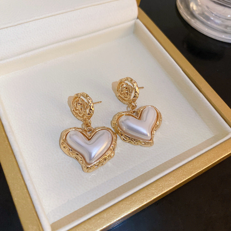 Vintage Pearl Drop Earrings with Gold Plating Stainless Steel Posts for Women