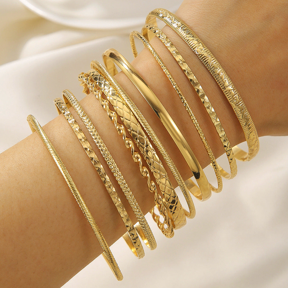 Bohemian 18K Gold Plated Brass Geometric Round Multi-Layer Bracelet for Women
