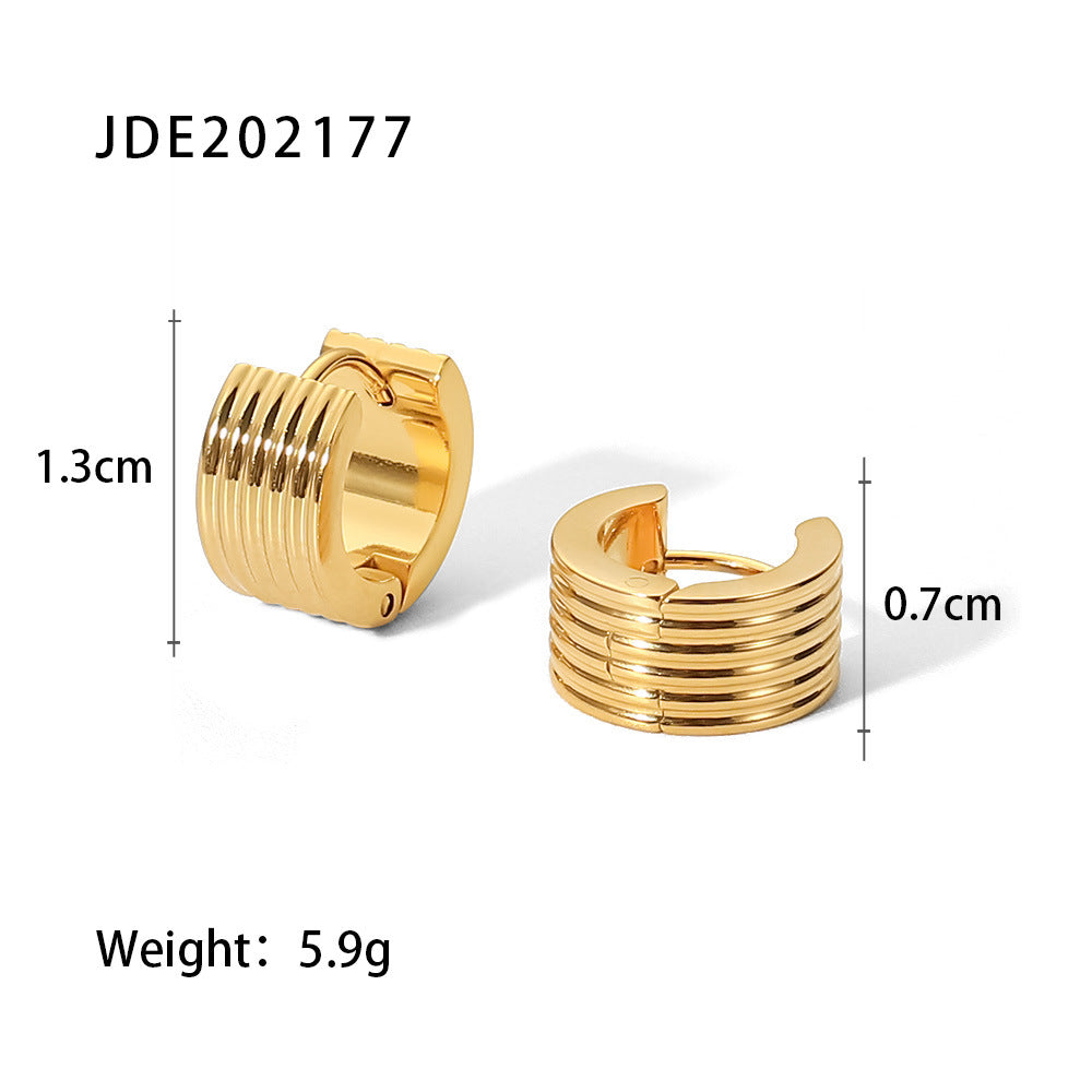 Pendientes de Acero de Titanio Geométricos Estilo INS con Chapado en Oro de 18K para Mujer