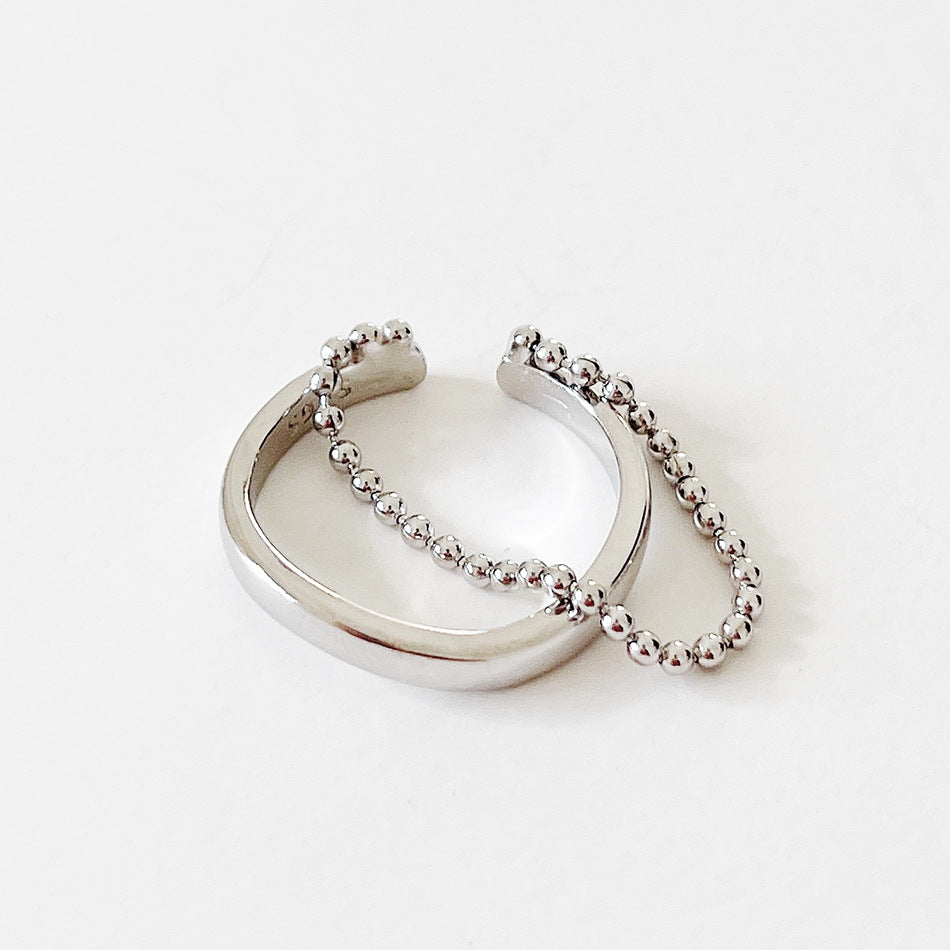 Anello da donna minimalista con intarsio lettera in argento sterling 925