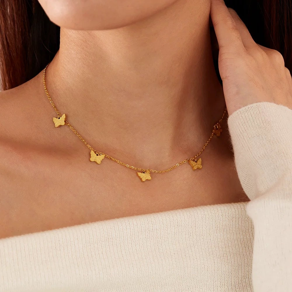 Sweet Butterfly Titanium Steel Plated Necklace for Women